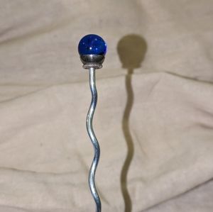 Blue Glass Spiral Titanium Hair Stick